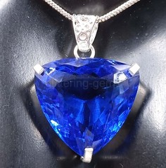 Natural Blue Sapphire 68.75Ct IGL Trillion Cut 925 Solid Pendant IGL Gems 5MSU