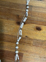 Mare Sole Amore Long Beaded Necklace Ceramic Glass White Beige Colors (READ)
