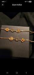 Gold Tone Flower Charm Chain Bracelet with Red & Blue Stones 2 available