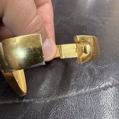 RARE GIVENCHY Triangular LOGO Goldtone Cuff BRACELET Vintage