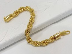 14k Yellow Gold Solid 10mm Diamond Cut Rope Chain Italian Bracelet Mens 7.5″