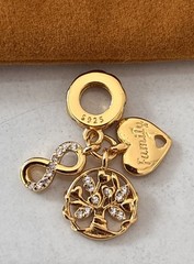 Gold Plated Sterling Silver Family Heart Tree Infinity Dangle Charm 925 Bead Uk