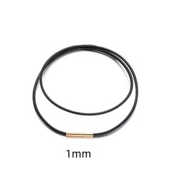 Black Rope Leather Cord Chain Necklace Stainless Steel