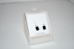 Dillard’s Silver /CZ/Black Dangle Earrings 1.0″ #303590 NWT