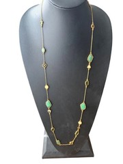 Stella & Dot Pippa Necklace Epoxy Stones Layering Gold Tone 38 inches