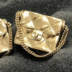 CHANEL Earrings AUTH Logo Coco kenken CC Gold Matelasse Bag Motif Swing Vintage