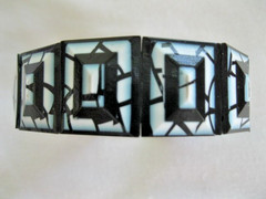 White And Black Geometric Stretch Bracelet By French Designer Lea Stein