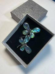Wuli&baby Blue Abalone Shell 2 Butterfly Brooches Insect Brooch Pins For Women