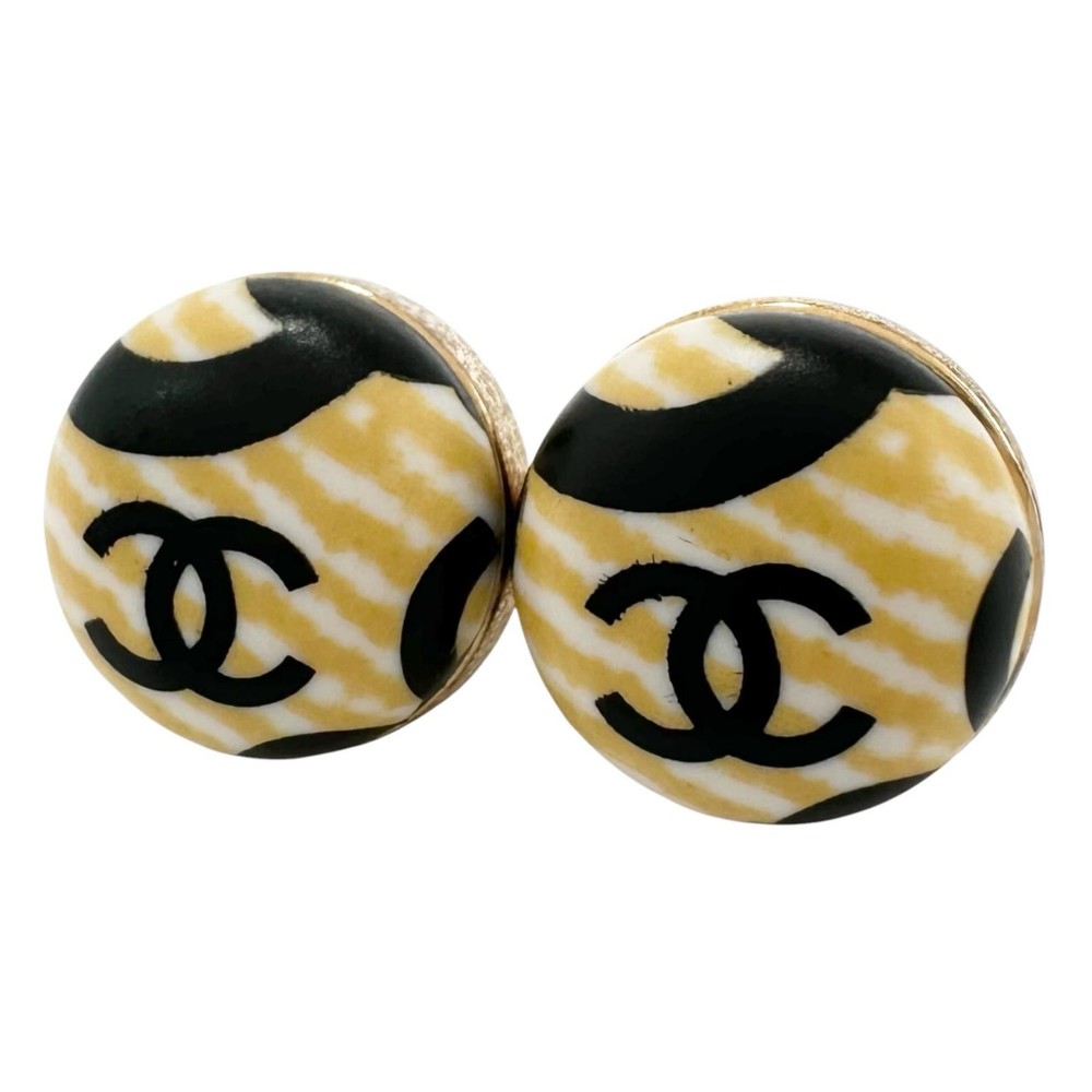 CHANEL Wood-style COCO Mark Pierce plastic Women