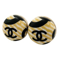 CHANEL Wood-style COCO Mark Pierce plastic Women