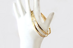 Vintage 14K Gold Filled Set Pair Bangles 4.5mm Mirror Polish Handcrafted Stacka