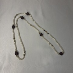 Vintage Faux Pearl Single Strand Bead Necklace Gold Brown/red Beads 16”