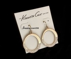 Kenneth Cole Matte Gold Tone with Cut Crystal Earrings