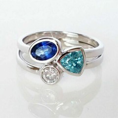 925 Sterling Silver Blue White Topaz Unique Wedding Engagement Ring Size 9.5