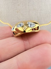 Nolan Miller Forever Heart Necklace Puffy Rhinestone Gold Tone 22″