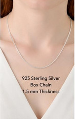 925 Sterling Silver Box Chain Necklace 1.5mm Unisex Fine Jewelry