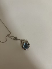 Thomas Sabo Silver Cable Chain Necklace Round Blue Crystal Charm Pendant Signed