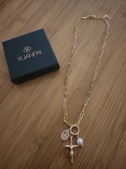 XUANPAI 14k Gold Plated Virgin Mary Necklace,Hypoallergenic Non Tarnish