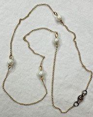 1/20th 12k Gold Necklace Childs Chain Faux Pearl Delicate 15 in Links VTG