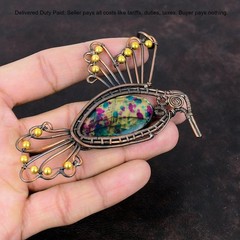 Natural Multi Fire Labradorite Copper Christmas Handmade Bird Daughter Pendant