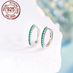 14mm 925 Sterling Silver Small Huggie Hoop Earrings Women Cubic Zirconia Jewelry