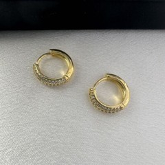 14mm CZ Small Gold Hoop Earrings for Women Men