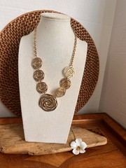 Pure Hope Collection Gold Tone Rose Spiral Statement Necklace 23-27”
