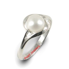 Solid Sterling Silver 925 White Freshwater Cultured Pearl Solitaire Ring – TPJ
