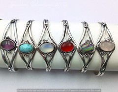 Amethyst & Mix Gemstone 5PCS Cuff Bangles 925 Silver Plated Wholesale Jewelry