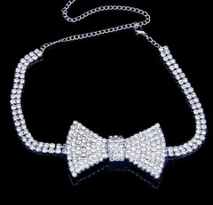 Necklace Choker Bow Tie Austrian Crystal Rhinestone