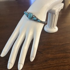 1pc Bracelet, Retro Turquoise Bangle, Adjustable Synthetic Stone Bracelet
