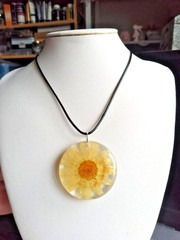 A Pretty Sunshine Yellow Real Dried Flower Pendant