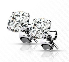 Cubic Zirconia Stud Earrings Implant Grade Titanium Hypoallergenic 2mm-7mm