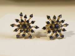 Gold Plated Sterling Silver Earrings with Lab Created Emerald, Sapphire or Ruby