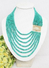 AAA natural 17″-23″ 7row 6mm green round turquoise beads Strand necklace 9K