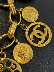 CHANEL Bracelet Bangle AUTH Coco Mark chain Logo Vintage Rare GOLD Icon 28 F/S