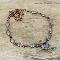 Tanzanite Quartz Gemstone Copper Engagement Electroformed Chain Necklace Jewelry