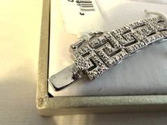 GREEK KEY SILVER PLATE DIAMOND ACCENT 7.5″ BRACELET – NEW IN BOX