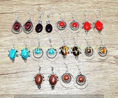 Turquoise & mix Gemstone Ethnic Handmade Fashion Earrings 20pcs Lot FE-385