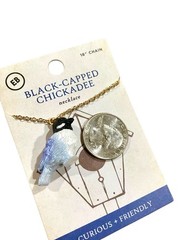 3D Bird Black Capped Chickadee Necklace 18” Chain Gift For Her