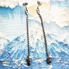 925 Sterling Silver Skull Dangle Drop Earrings Box Chain Gothic Punk Jewelry Gif