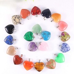 50pcs/lot Natural Stone Mixed Heart Shape Pendants Wholesale for Jewelry Making