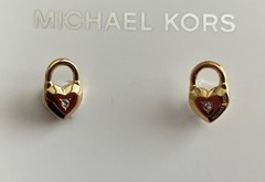 NWT MICHAEL KORS Gold Tone Heart Padlock Crystal Stud Earrings MKJ7422710