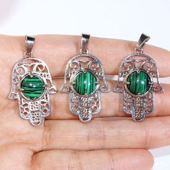 10pcs Artificial Malachite Stone Alloy Buddha’s Palm Pendants DIY Jewelry Making