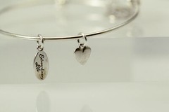 925 Sterling Silver Music Note Charm Bangle Bracelet 11.8 Grams (BR5219)