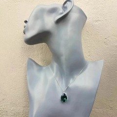 Simulated Green Emerald 3.00Ct Pear Cut Women’s Pendant 14k White Gold Plated