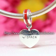 Authentic Spain Heart Flag Sterling Silver 791550ENMX Dangle Charm