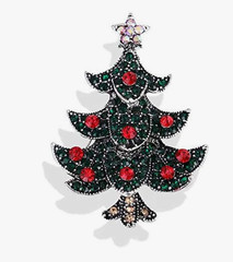 5 Pcs Vintage Crystal Christmas Tree Brooch Pin Jewelry Gift Accessories Woman