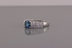 Sterling Silver Blue & White Topaz Clustered Accented Band Ring 925 Sz: 10