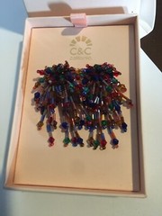 C&C California Earrings Multi Color Beaded Drop Style New in box